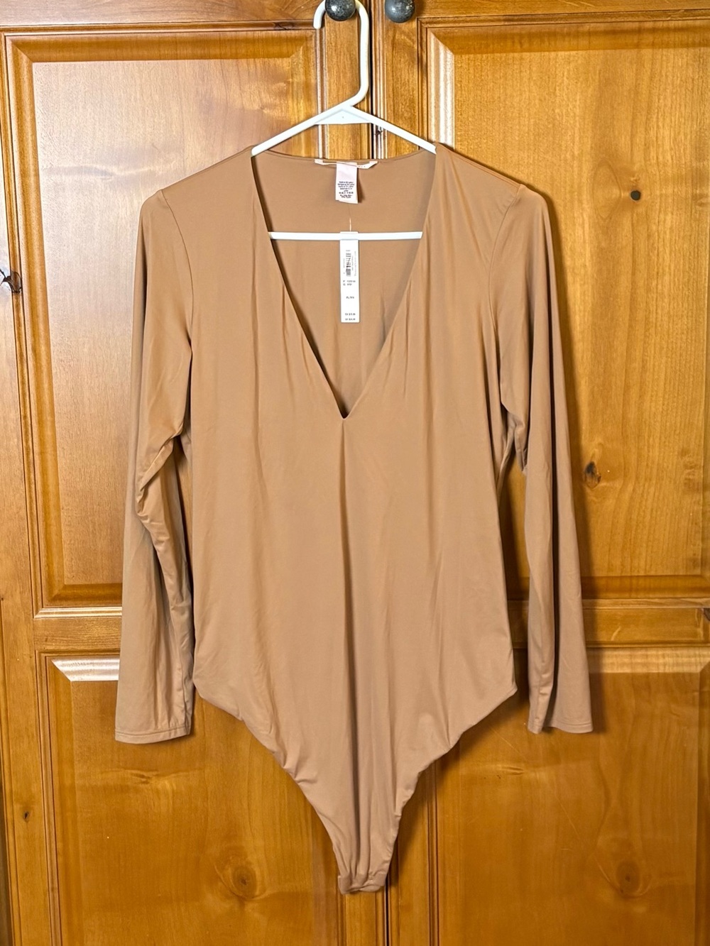 NWT Victoria's Secret Long Sleeve V-Neck Bodysuit - Camel Brown